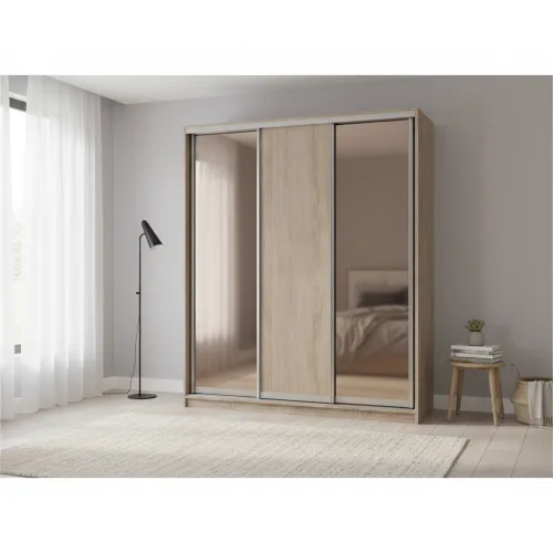 Шафа-купе тридверна 1900×600×2400 мм Дуб Вінтаж оксид Дзеркало + ДСП EШК 3.2.24.60.19