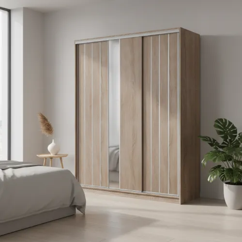 Шафа-купе тридверна 1900×600×2400 мм Дуб Вінтаж оксид Дзеркало EКШК 3.2.24.60.19