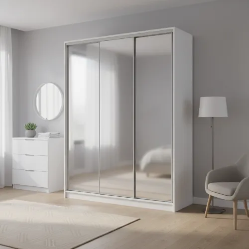 Шафа-купе тридверна 1900×600×2700 мм Білий Дзеркало EШК 3.2.27.60.19