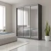 Шкаф-купе трехдверный 2000х450х2400 мм Антрацит Зеркало EШК 3.3.24.45.20