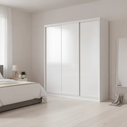 Шкаф-купе трехдверный 2000х450х2400 мм белый Фасад ДСП белый EШК 3.1.24.45.20.2