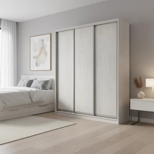 Шкаф-купе трехдверный 2000х450х2400 мм Ясень Серфсайд чистый К024 ДСП EШК 3.1.24.45.20