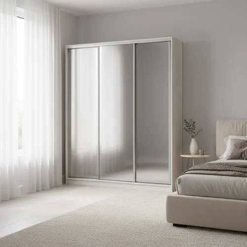 Шкаф-купе трехдверный 2000х450х2400 мм Ясень Серфсайд чистый К024 Зеркало EШК 3.4.24.45.20