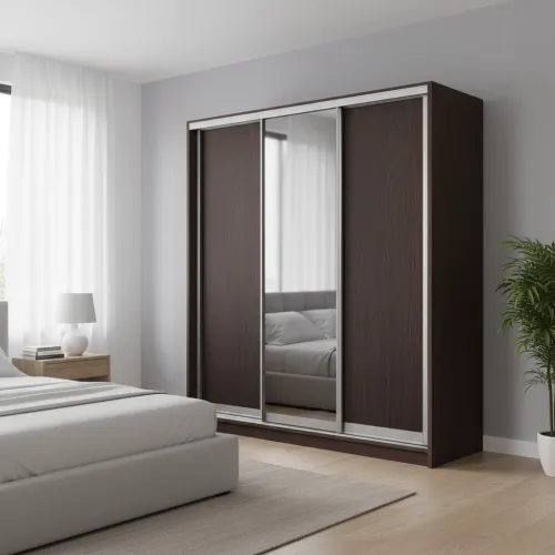 Шкаф-купе трехдверный 2000х600х2100 мм Дуб венге магия ДСП + Зеркало EШК 3.1.21.60.20.1