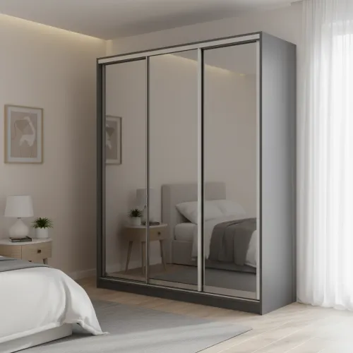 Шкаф-купе трехдверный 2000х600х2400 мм Антрацит Зеркало EШК 3.4.24.60.20