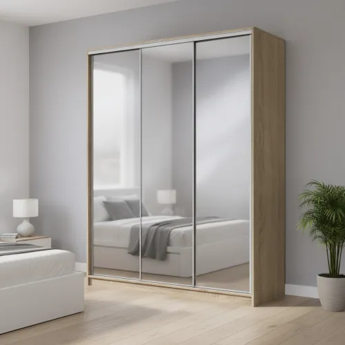 Шкаф-купе трехдверный 2000х600х2400 мм Дуб Сонома Зеркало EШК 3.1.24.60.20.2