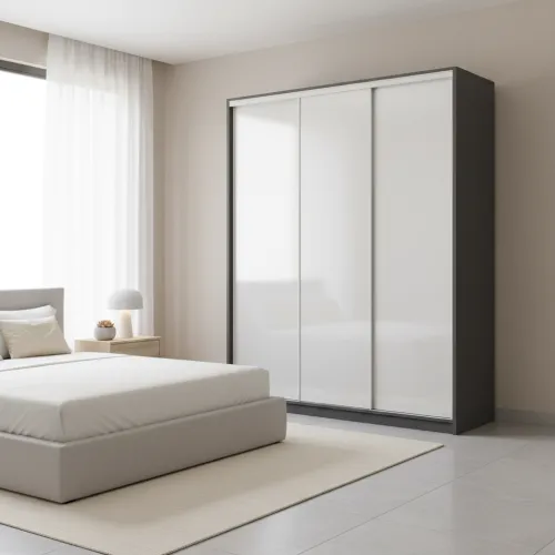 Шкаф-купе трехдверный 2000х600х2700 мм Антрацит ДСП белый EШК 3.2.27.60.20