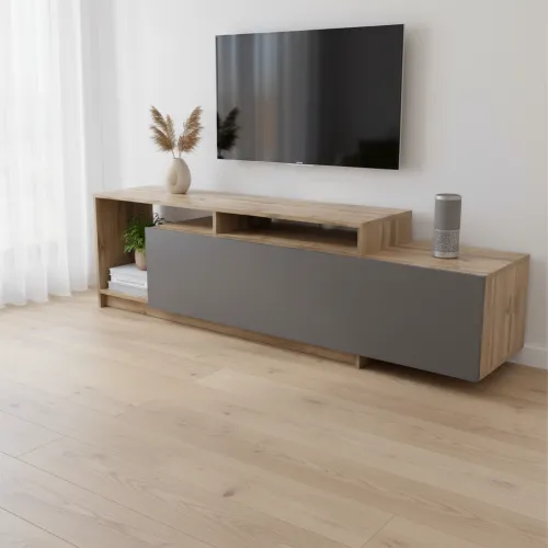 Стенка в гостинную Doros U2 Тахо Графит ДСП 160х38х48 (41510106)