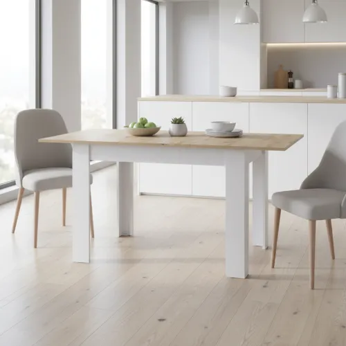 Столовий стіл Doros Флінт Білий/Дуб Артизан 120(170)х80х78 (41510130)