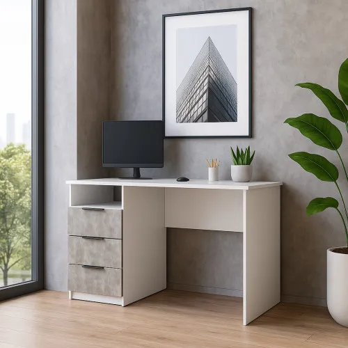 Стол письменный СП1 3Я 750х1100х500 мм корпус ДСП Белый фасад ДСП Ателье Светлый