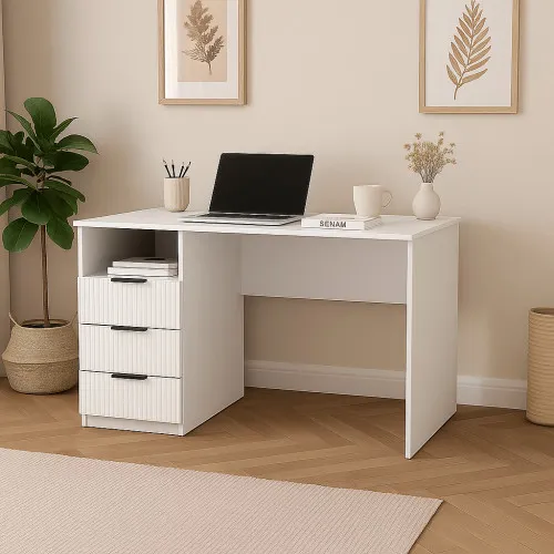 Стол письменный СП1 3Я 750х1100х500 мм корпус ДСП Белый фасад МДФ краска RAL9003 (Белый) фрезерование Плаше Гросс