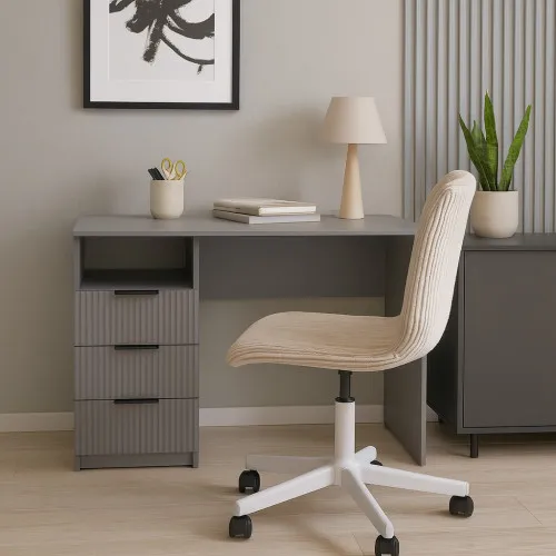 Стол письменный СП1 3Я 750х1100х500 мм корпус ДСП Серая Мышка фасад МДФ краска RAL7004 (Серый) фрезерование Плаше Гросс