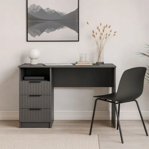 Стол письменный СП1 3Я 750х1100х500 мм корпус ДСП Серый Графит фасад МДФ краска RAL7012 (Серый) фрезерование Плаше Гросс