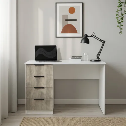 Стол письменный СП2 4Я 750х1300х600 мм корпус ДСП Белый фасад ДСП Ателье Светлый