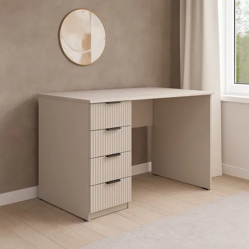 Стол письменный СП2 4Я 750х1300х600 мм корпус ДСП Кашемир фасад МДФ краска NCS S 2002-Y50R (Шелковистый мат) фрезерование Плаше Гросс