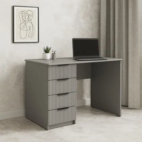 Стол письменный СП2 4Я 750х1300х600 мм корпус ДСП Серая Мышка фасад МДФ краска RAL7004 (Серый) фрезерование Плаше Гросс