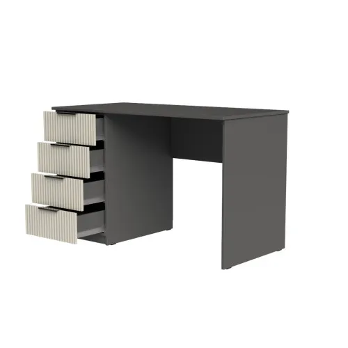 Стол письменный СП2 4Я 750х1300х600 мм корпус ДСП Серый Графит фасад МДФ краска RAL9001 (Свет-беж) фрезерование Плаше Гросс