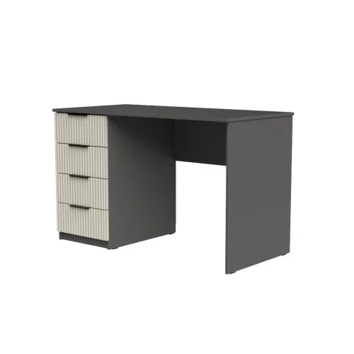 Стол письменный СП2 4Я 750х1300х600 мм корпус ДСП Серый Графит фасад МДФ краска RAL9001 (Свет-беж) фрезерование Плаше Гросс