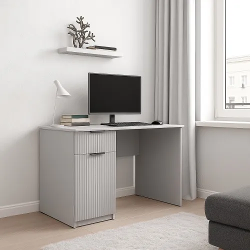 Стол письменный СП3 1Я1Д 750х1100х600 мм корпус ДСП Серая Мышка фасад МДФ краска RAL7004 (Серый) фрезерование Плаше Гросс