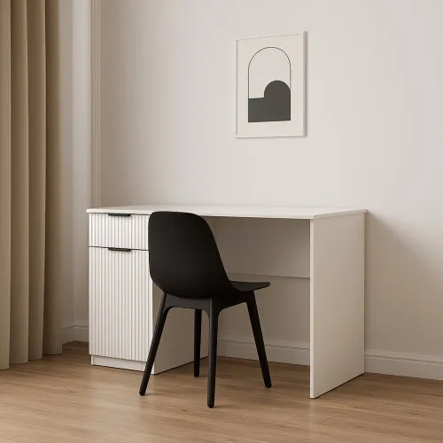 Стол письменный СП3 1Я1Д 750х1100х600 мм корпус ДСП Белый фасад МДФ краска RAL9003 (Белый) фрезерование Плаше Гросс