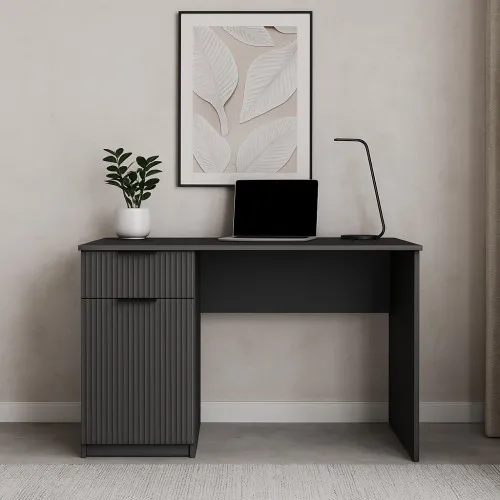 Стол письменный СП3 1Я1Д 750х1100х600 мм корпус ДСП Серый Графит фасад МДФ краска RAL7012 (Серый) фрезерование Плаше Гросс