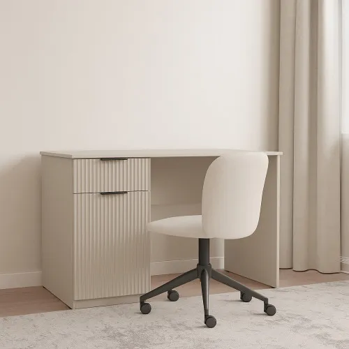 Стол письменный СП3 1Я1Д 750х1100х600 мм корпус ДСП Кашемир фасад МДФ краска NCS S 2002-Y50R (Шелковистый мат) фрезерование Плаше Гросс