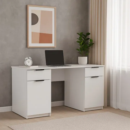 Стол письменный СП4 2Я2Д 750х1400х500 мм ДСП Белый