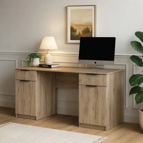 Стол письменный СП4 2Я2Д 750х1400х500 мм ДСП Дуб Крафт Серый