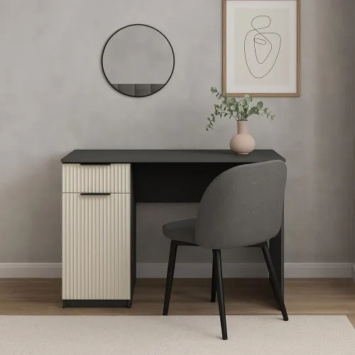 Стол письменный СП3 1Я1Д 750х1100х600 мм корпус ДСП Серый Графит фасад МДФ краска RAL9001 (Свет-беж) фрезерование Плаше Гросс