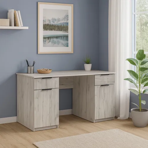 Стол письменный СП4 2Я2Д 750х1400х500 мм ДСП Дуб Крафт Белый