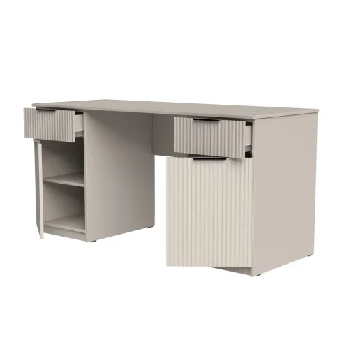 Стол письменный СП4 2Я2Д 750х1400х500 мм корпус ДСП Кашемир фасад МДФ краска NCS S 2002-Y50R (Шелковистый мат) фрезерование Плаше Гросс