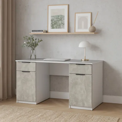 Стол письменный СП4 2Я2Д 750х1400х500 мм корпус ДСП Белый фасад ДСП Ателье Светлый