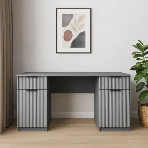 Стол письменный СП4 2Я2Д 750х1400х500 мм корпус ДСП Серая Мышка фасад МДФ краска RAL7004 (Серый) фрезерование Плаше Гросс