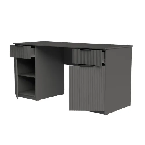 Стол письменный СП4 2Я2Д 750х1400х500 мм корпус ДСП Серый Графит фасад МДФ краска RAL7012 (Серый) фрезерование Плаше Гросс