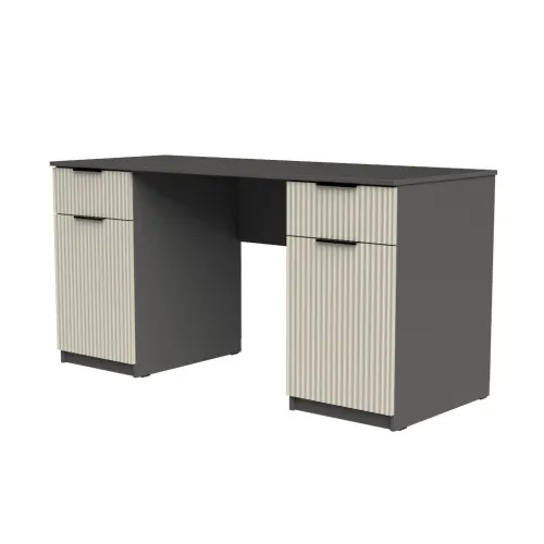 Стол письменный СП4 2Я2Д 750х1400х500 мм корпус ДСП Серый Графит фасад МДФ краска RAL9001 (Свет-беж) фрезерование Плаше Гросс