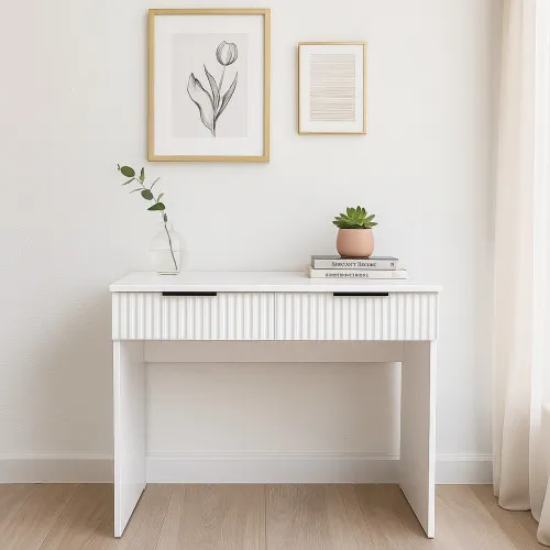 Стол письменный СП5 2Я 780х1000х500 мм корпус ДСП Белый фасад МДФ краска RAL9003 (Белый) фрезерование Плаше Гросс