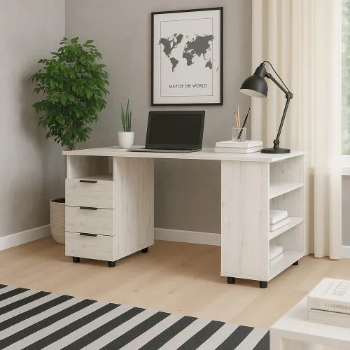 Стол письменный СП8 3Я 750х1400х600 мм ДСП Дуб Крафт Белый