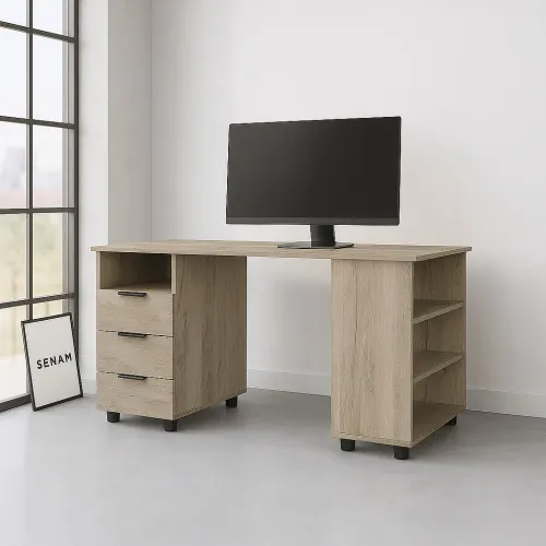 Стол письменный СП8 3Я 750х1400х600 мм ДСП Дуб Крафт Серый