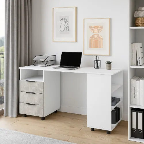 Стол письменный СП8 3Я 750х1500х600 мм корпус ДСП Белый фасад ДСП Ателье Светлый