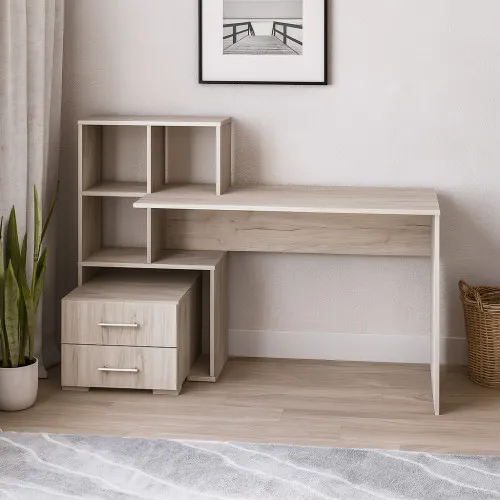 Стол письменный СП9 2Я 1040х1300х500 мм ДСП Дуб Крафт Белый