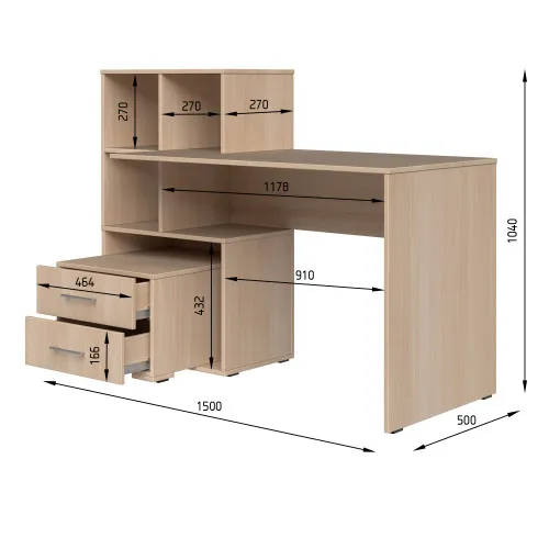 Стол письменный СП9 2Я 1040х1500х500 мм ДСП Белый