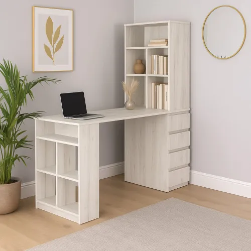 Стол письменный СП10 4Я 1500х1200х600 мм ДСП Дуб Крафт Белый