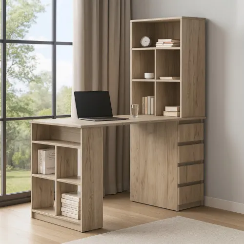 Стол письменный СП10 4Я 1500х1200х600 мм ДСП Дуб Крафт Серый