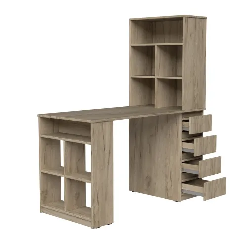 Стол письменный СП10 4Я 1500х1200х600 мм ДСП Дуб Крафт Серый