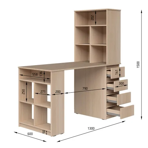 Стол письменный СП10 4Я 1500х1300х600 мм ДСП Белый