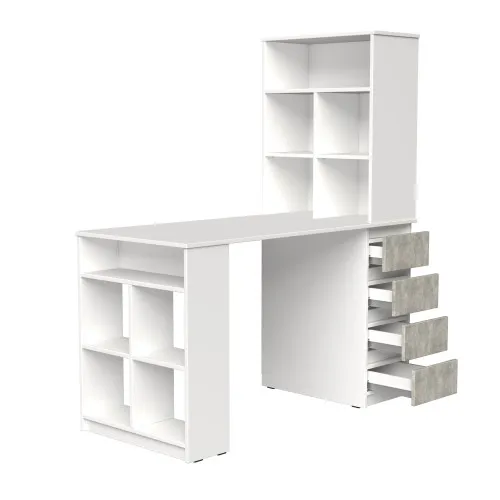 Стол письменный СП10 4Я 1500х1200х600 мм корпус ДСП Белый фасад ДСП Ателье Светлый