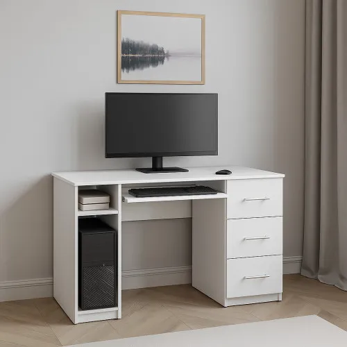 Стол компьютерный СК1 3Я 780х1300х600 мм ДСП Белый