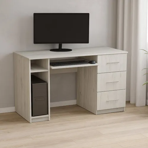 Стол компьютерный СК1 3Я 780х1300х600 мм ДСП Дуб Крафт Белый