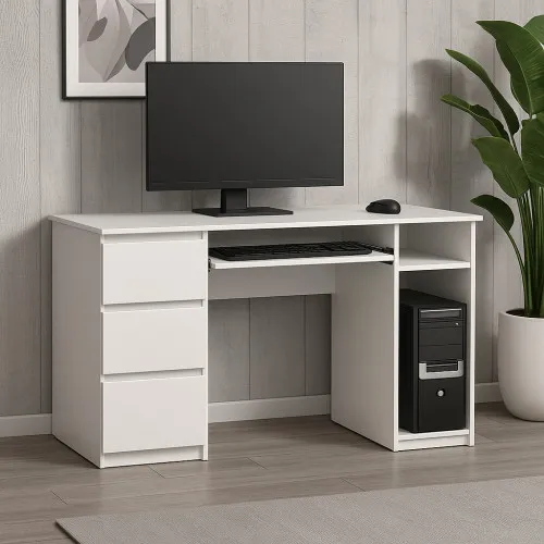 Стол компьютерный СК2 3Я 780х1300х600 мм ДСП Белый