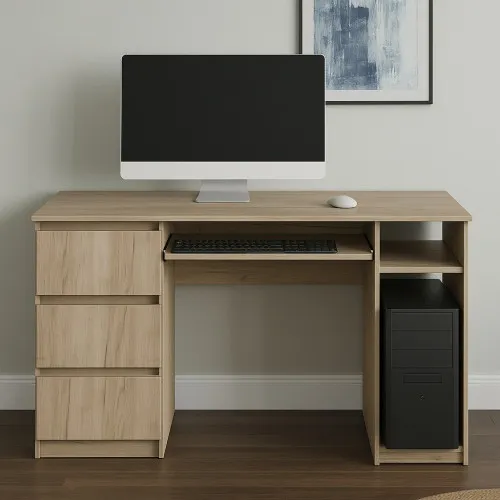 Стол компьютерный СК2 3Я 780х1300х600 мм ДСП Дуб Крафт Серый